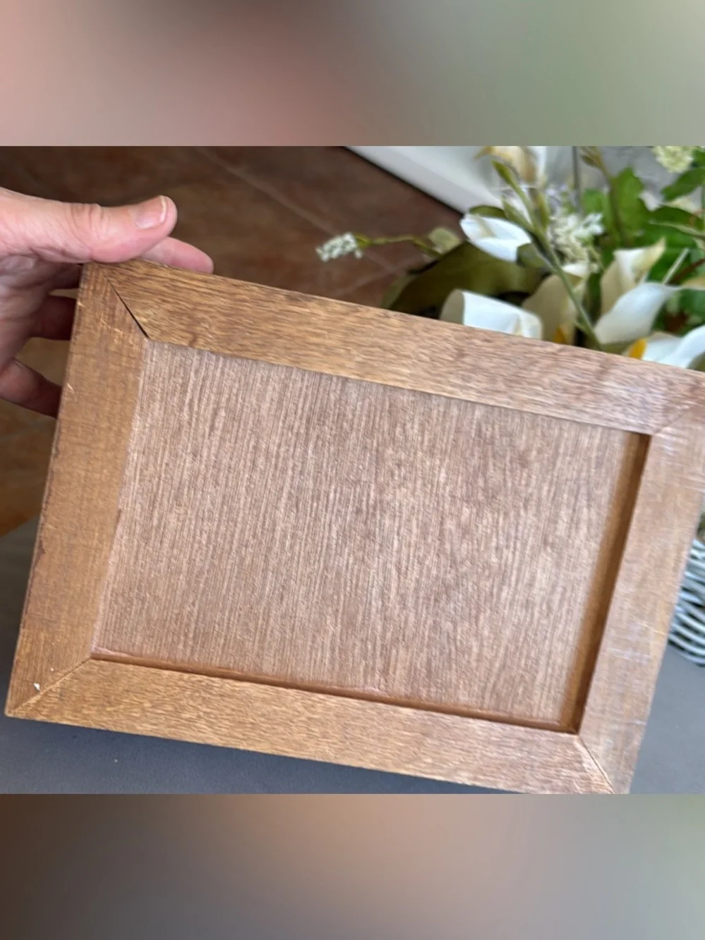 Vintage Wooden Jewelry Organizer Box Orange Velvet Interior Silver Studs